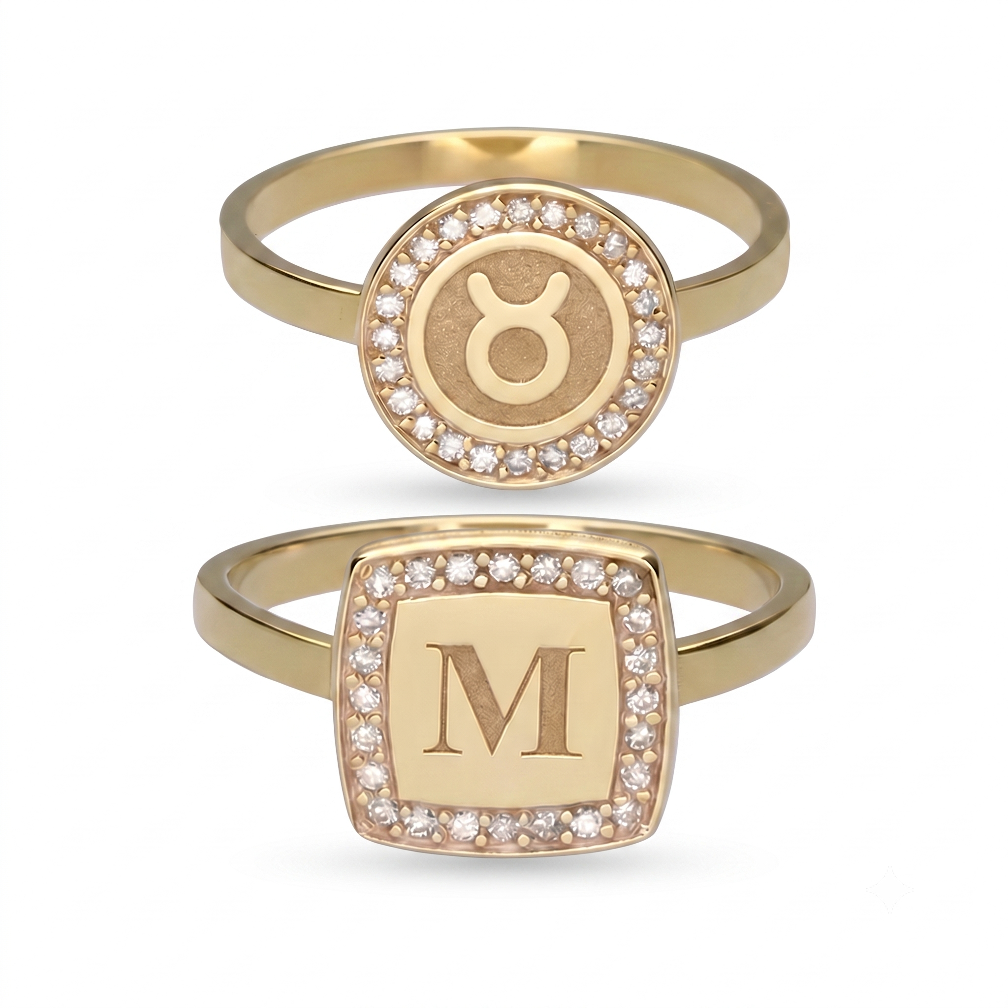 9k Gold Lab Grown Diamond Signet Ring