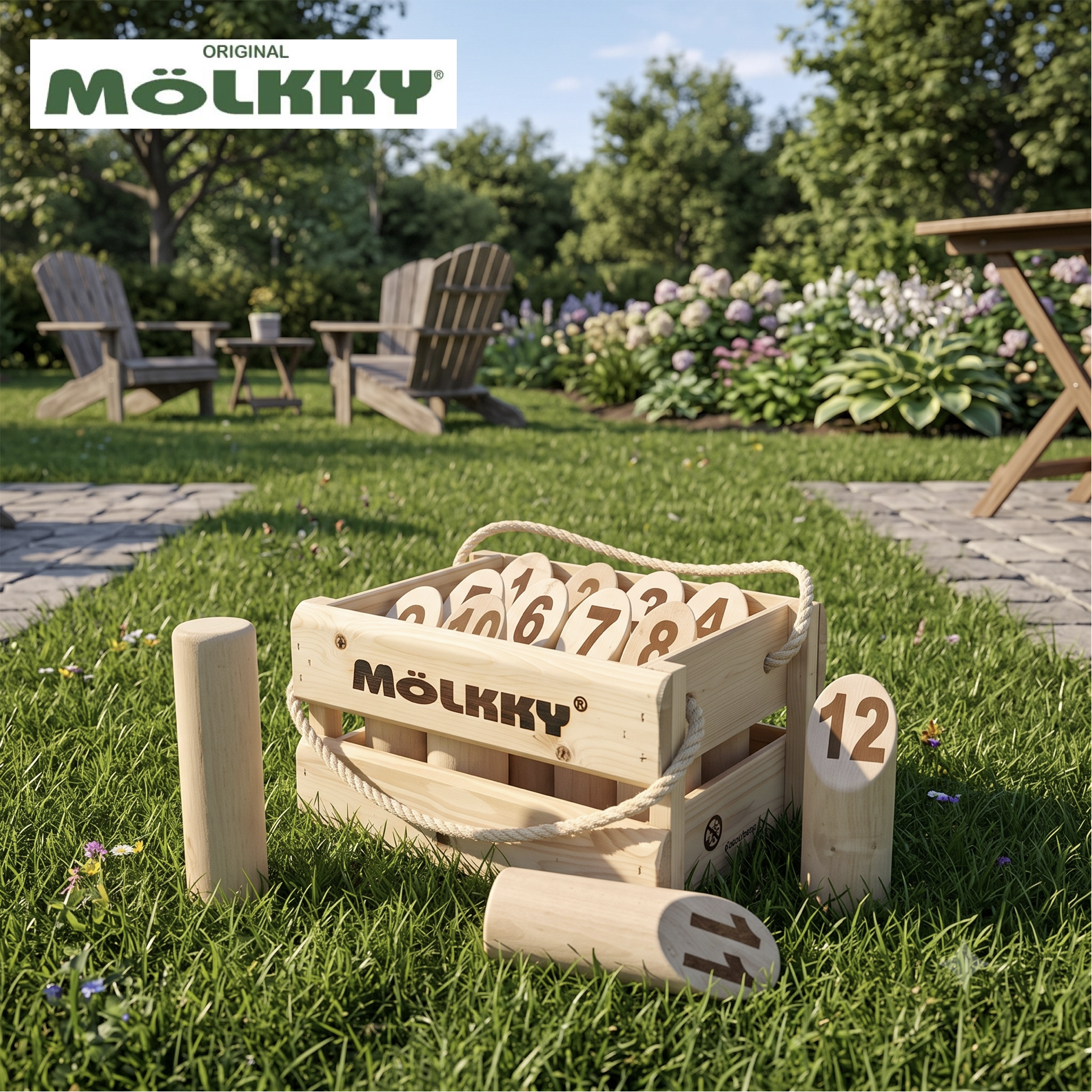 Finnish Outdoor Throwing Game with Wooden Pins