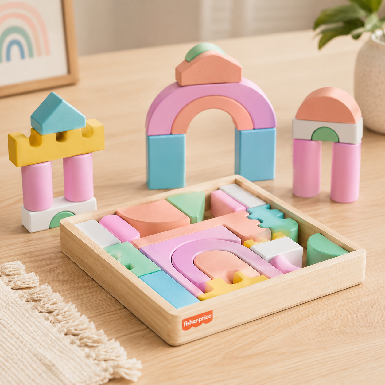 28-Piece Wooden Stacking Castle Block Set