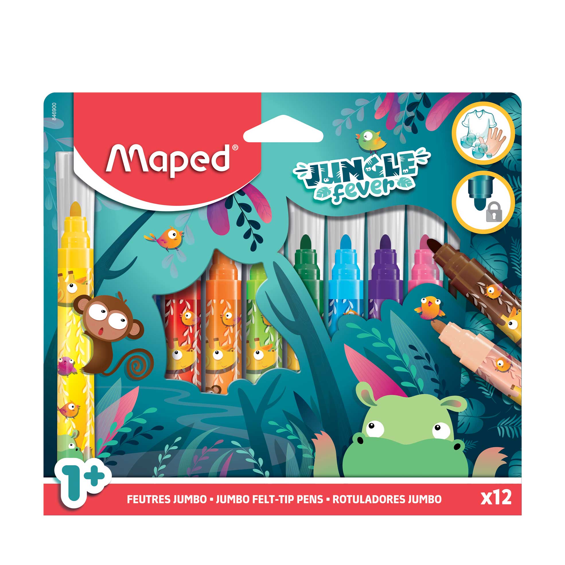 12x Jungle Jumbo Felt Tip Pen Set