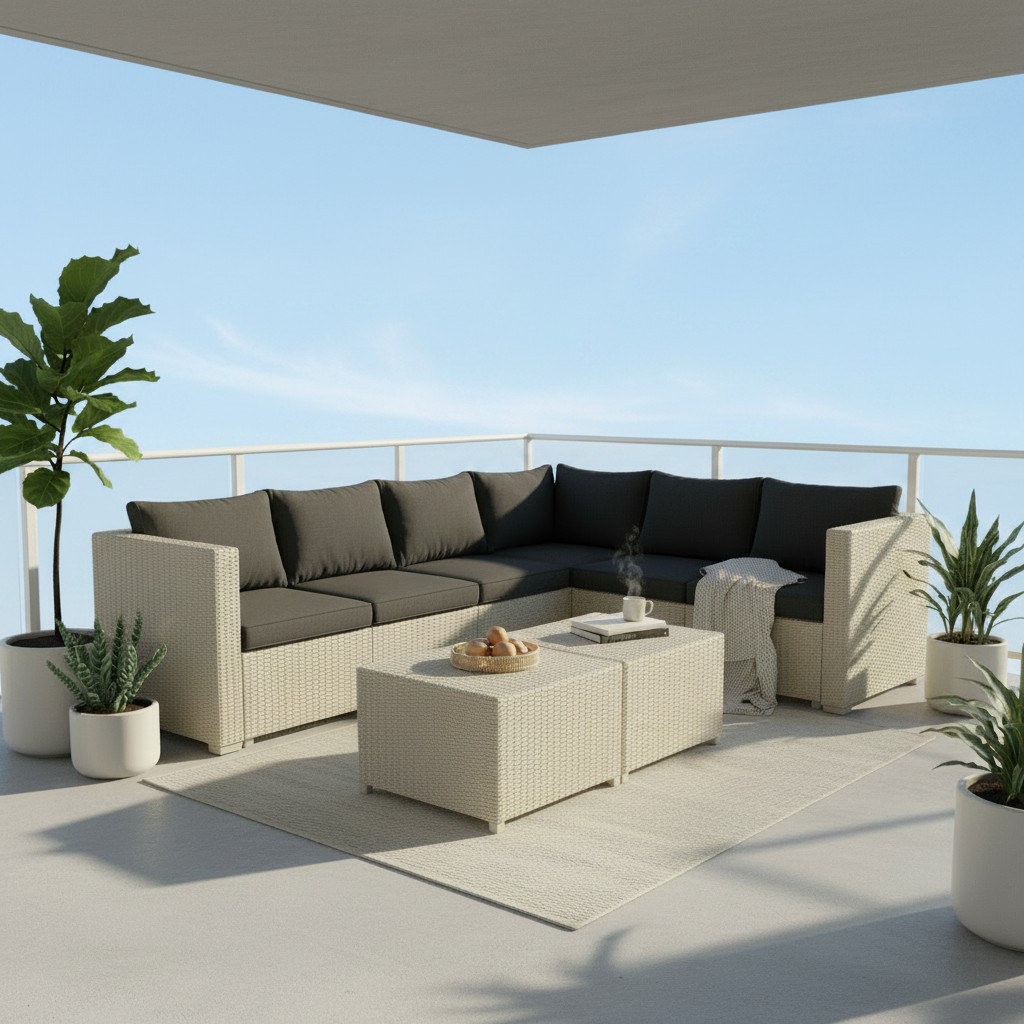 6-Seater Santorini Rattan Outdoor Patio Set