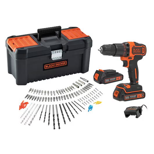 18V Impact Drill/Driver with 2x 1.5Ah Batteries, 400mA Charger and 105-Piece Accessories in 16" Case (Model: BCD700C2TA-QW)