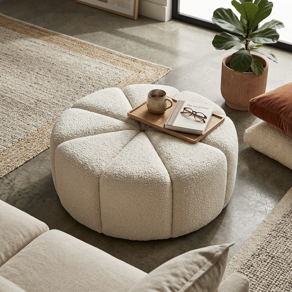 Havenly Bouclé Swivel Ottoman
