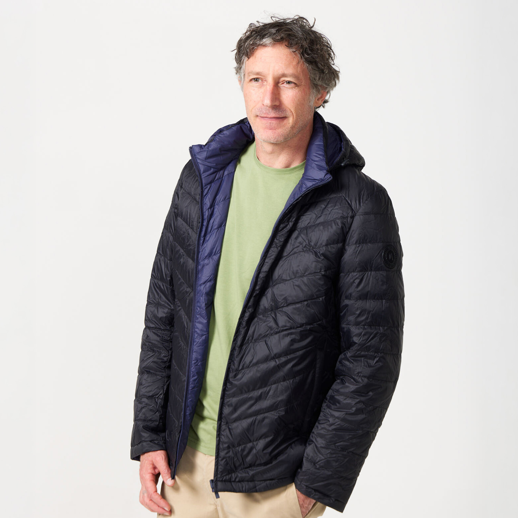 Men's Reversable Duck Down Jacket with Detachable Hood