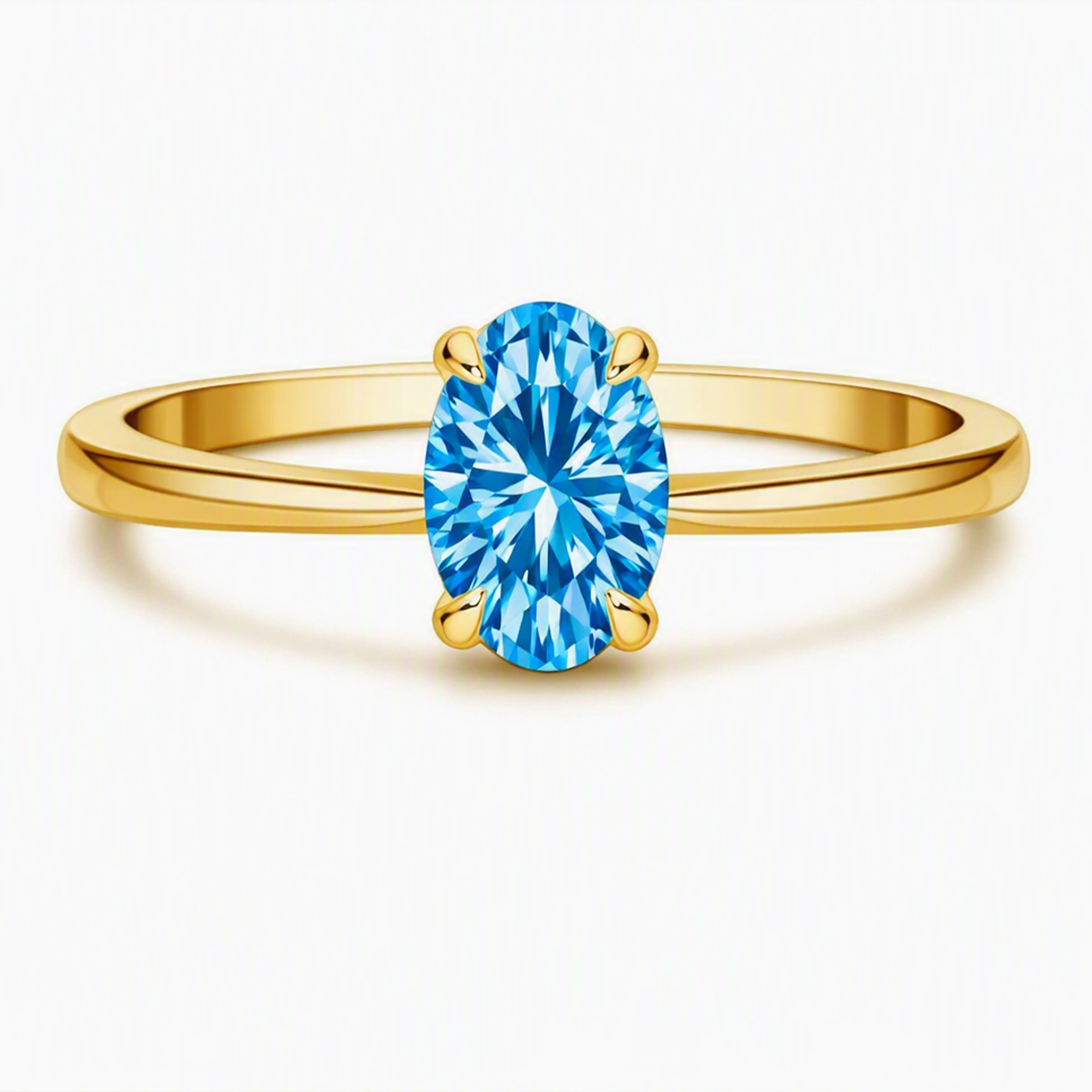 9ct Gold Lab Grown Blue Solitaire Diamond Ring