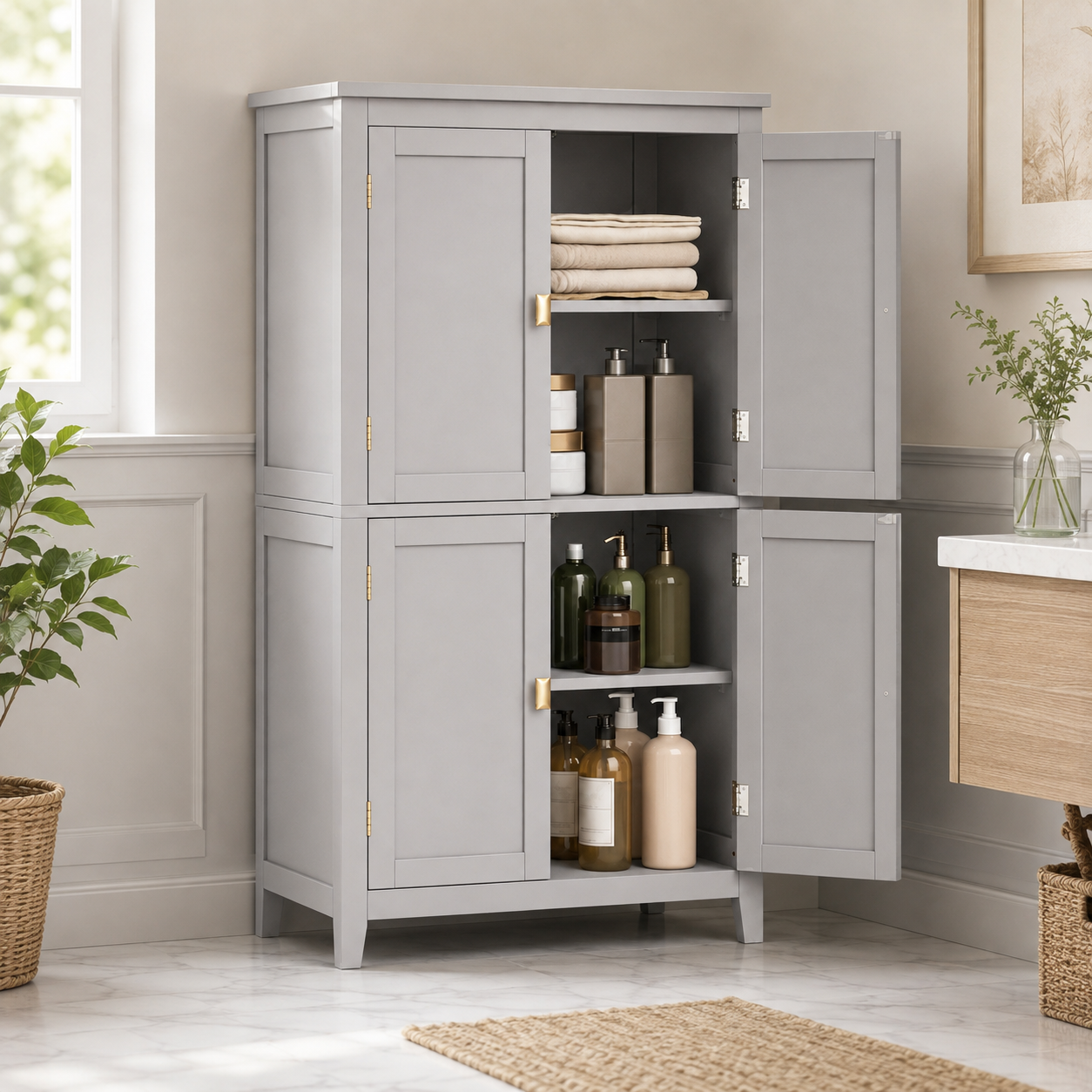 4-Door LockRidge Freestanding Cabinet with Adjustable Shelves