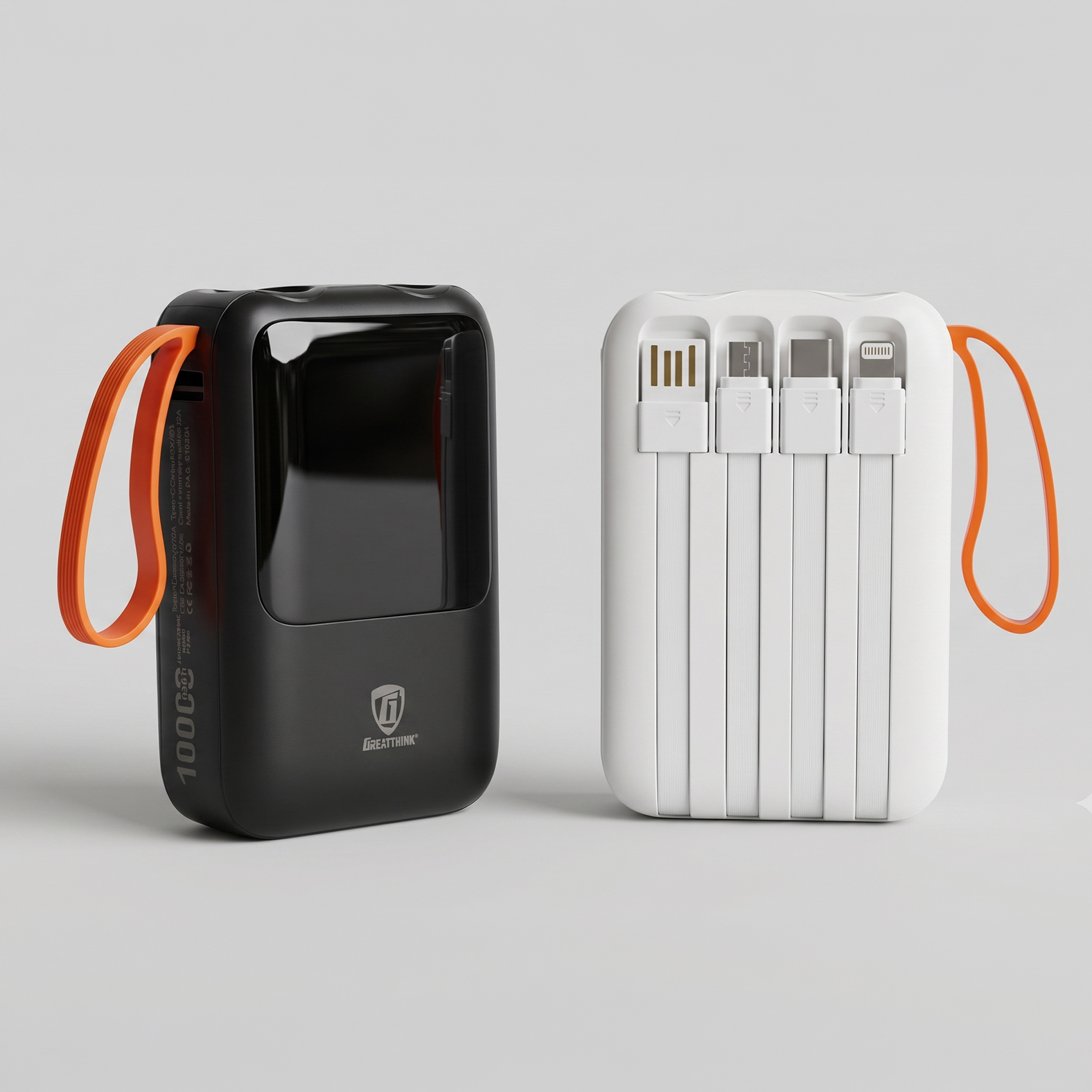 2x 10000mAh Power Banks with Built in Cables and Torch