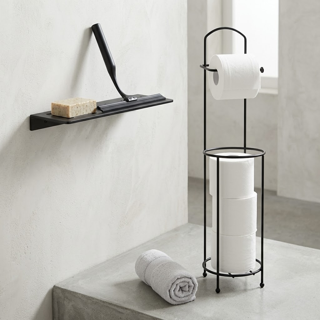 3-Piece Matt Black Bathroom Essentials Combo