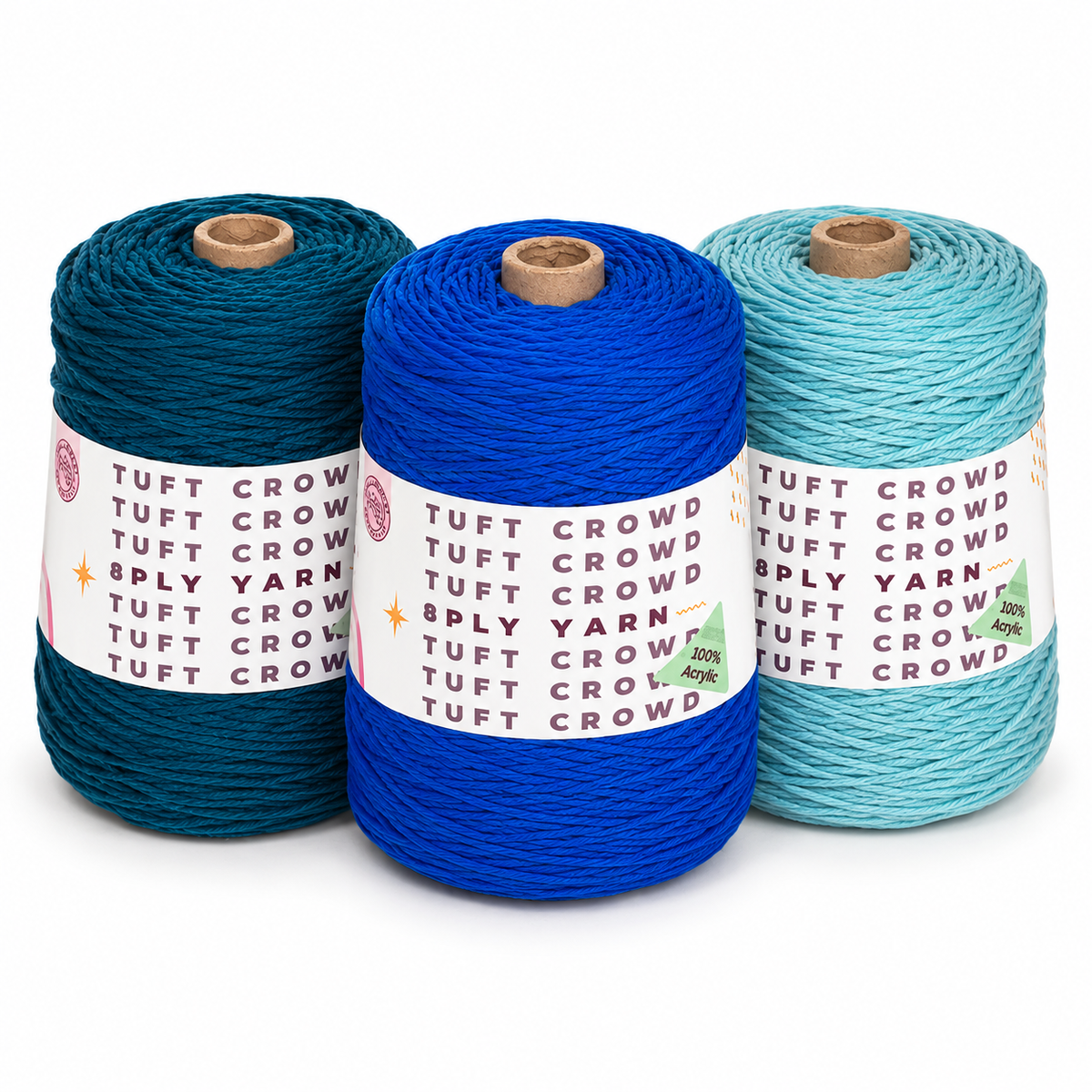 3-Piece 100% Acrylic Blue Yarn