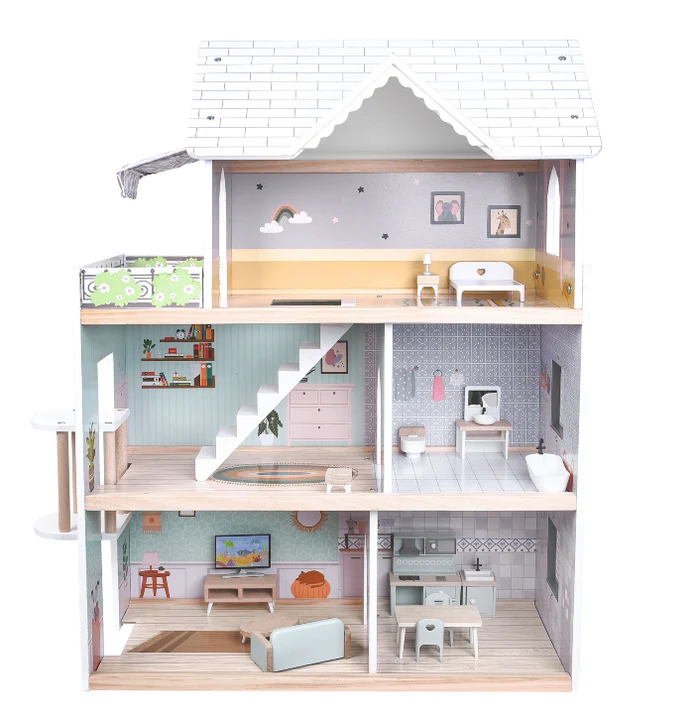 3-Storey Deluxe Dollhouse and Accessories