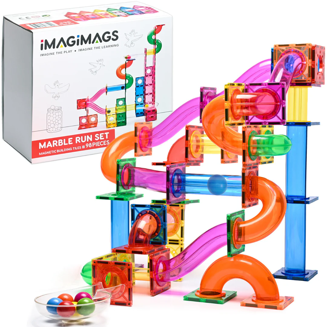 98-Piece Marble Run Magnetic Tiles Set