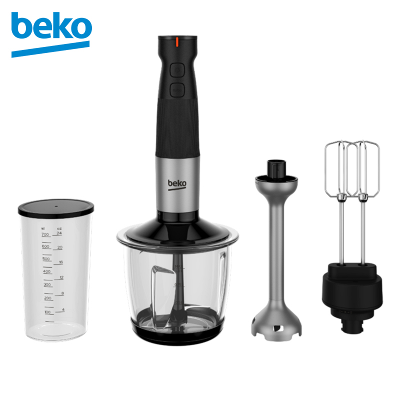 750W Stainless Steel Hand Blender Set with Glass Chopper Bowl (Model: HBA81762BX)