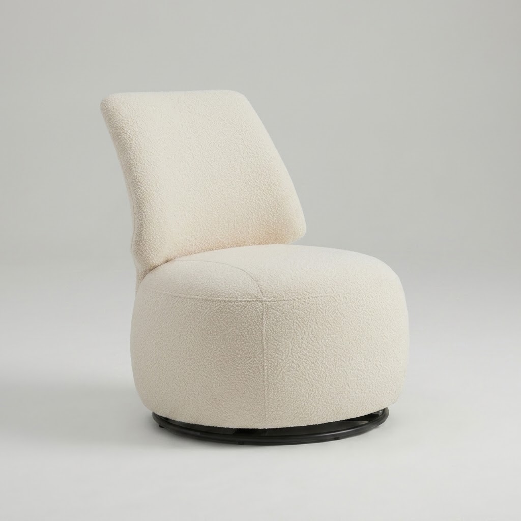 Modern Upholstered Swivel Accent Chair with Curved Backrest