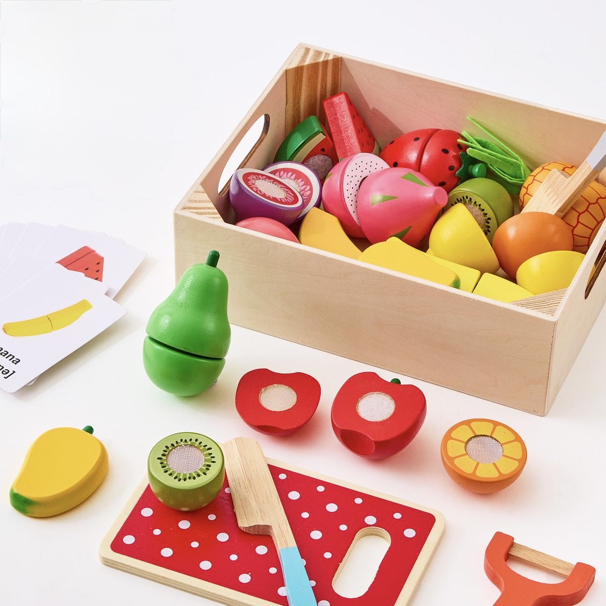 37-Piece Kids Fruit Cutting Set with Learning Cards