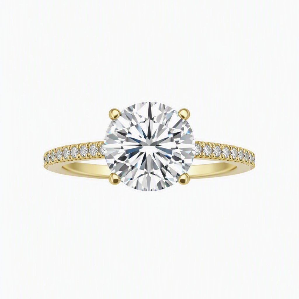 2ct Round Cut Lab Grown Diamond Eternelle Ring with Hidden Halo