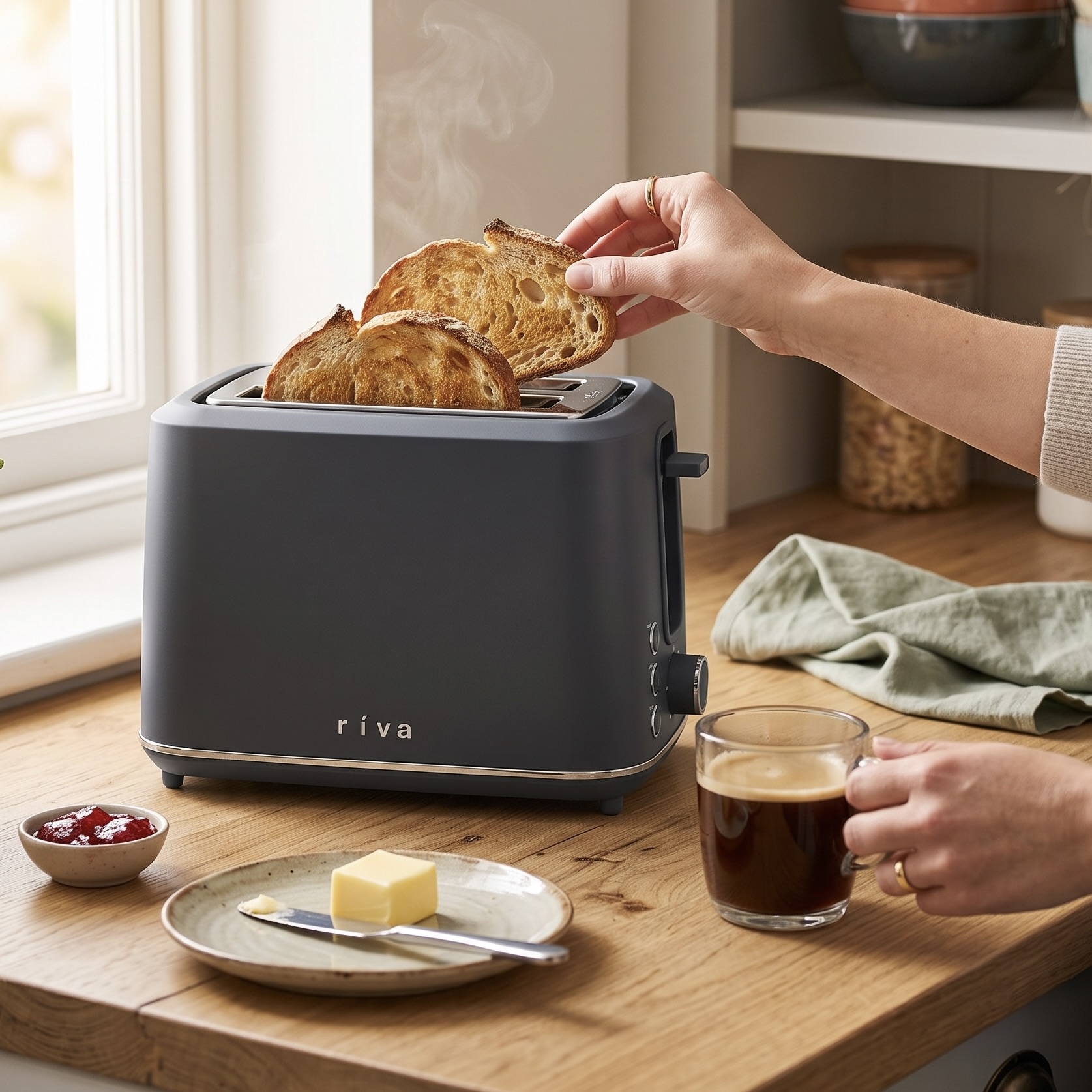 2-Slice Coal Grey Cool Touch Toaster