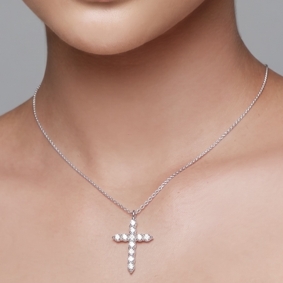 Elegant Cubic Zirconia Cross Necklace