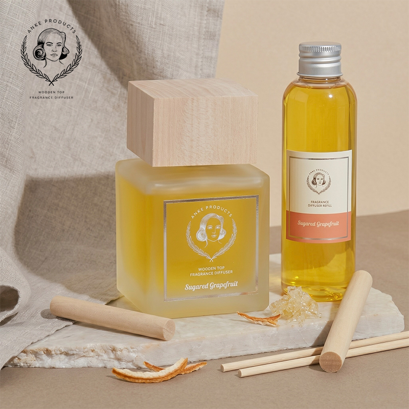 2-Piece 160ml Premium Wooden Top Fragrance Diffuser and 150ml Fragrance Refill Combo