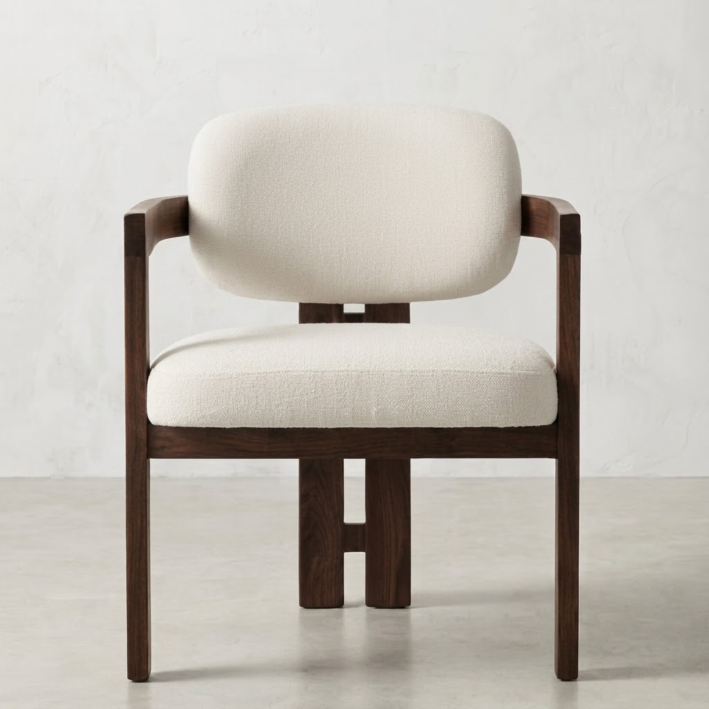 Modern Accent Chair with Curved Wooden Frame