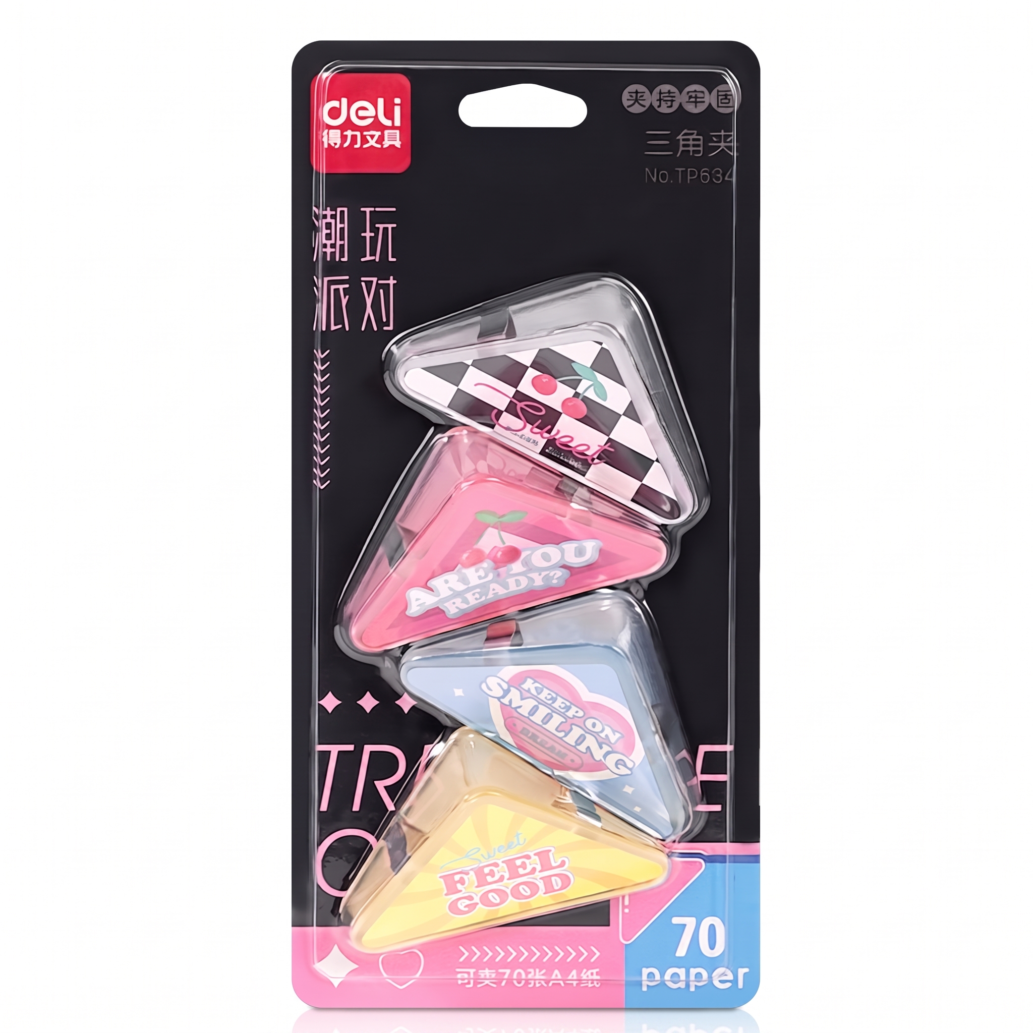 4x Assorted Triangle Binder Clips