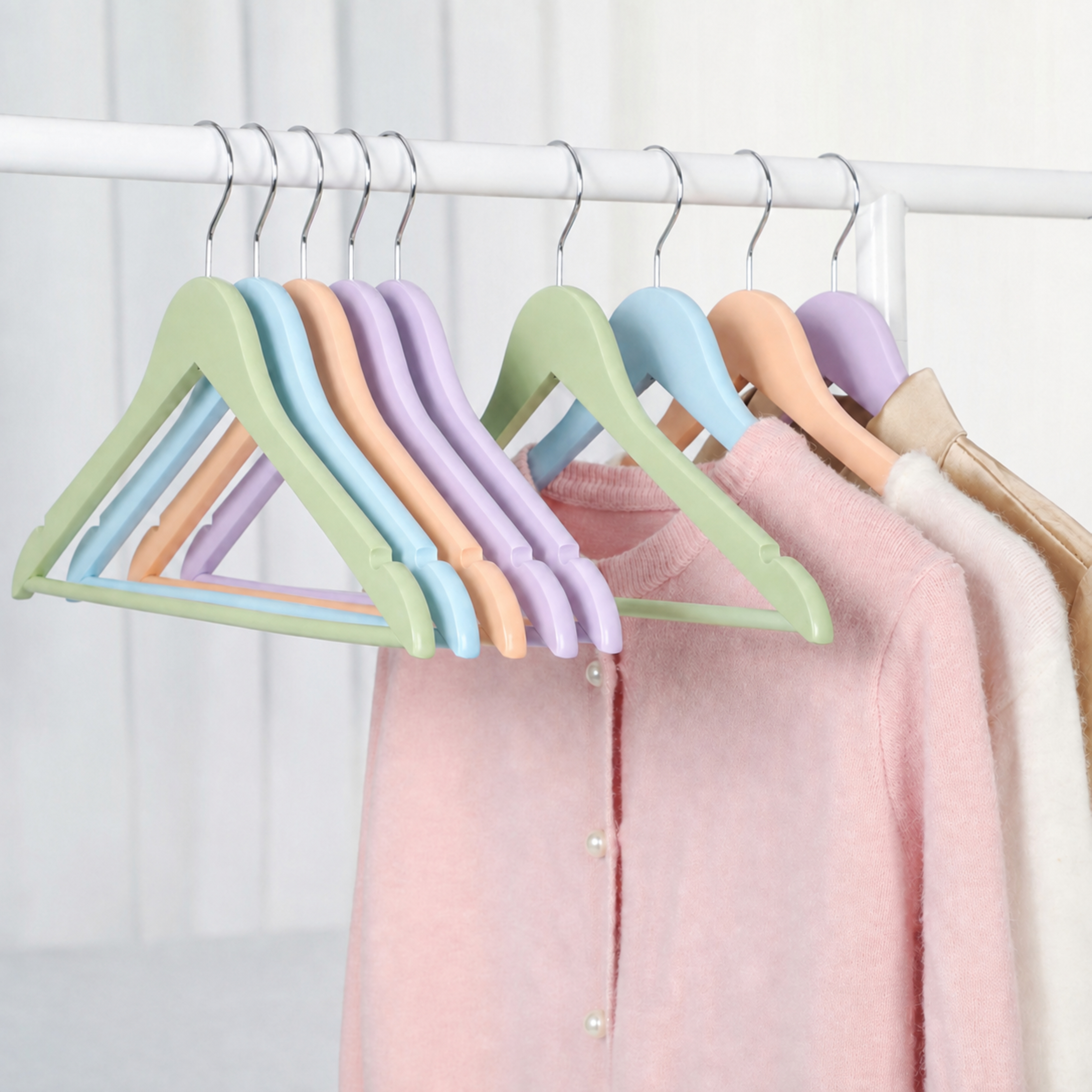20x Luxury Pastel Wooden Hangers