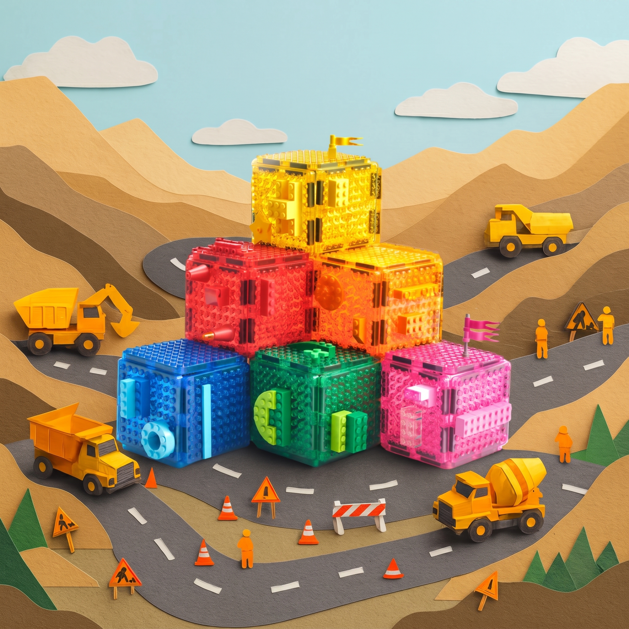 18-Piece Construction Magnetic Tiles Set