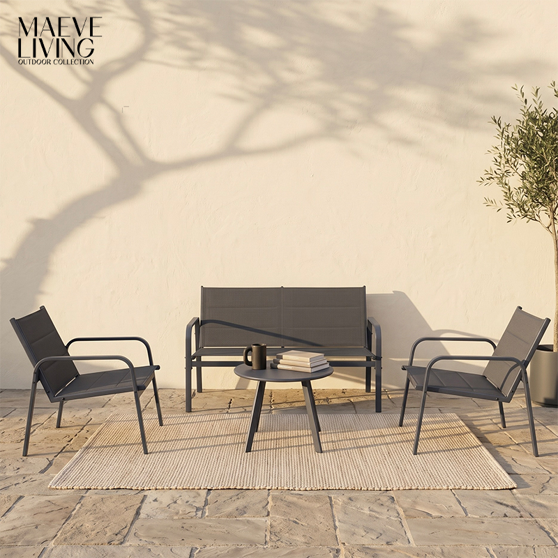 4-Piece Weather-Resistant Padded Steel Patio Set