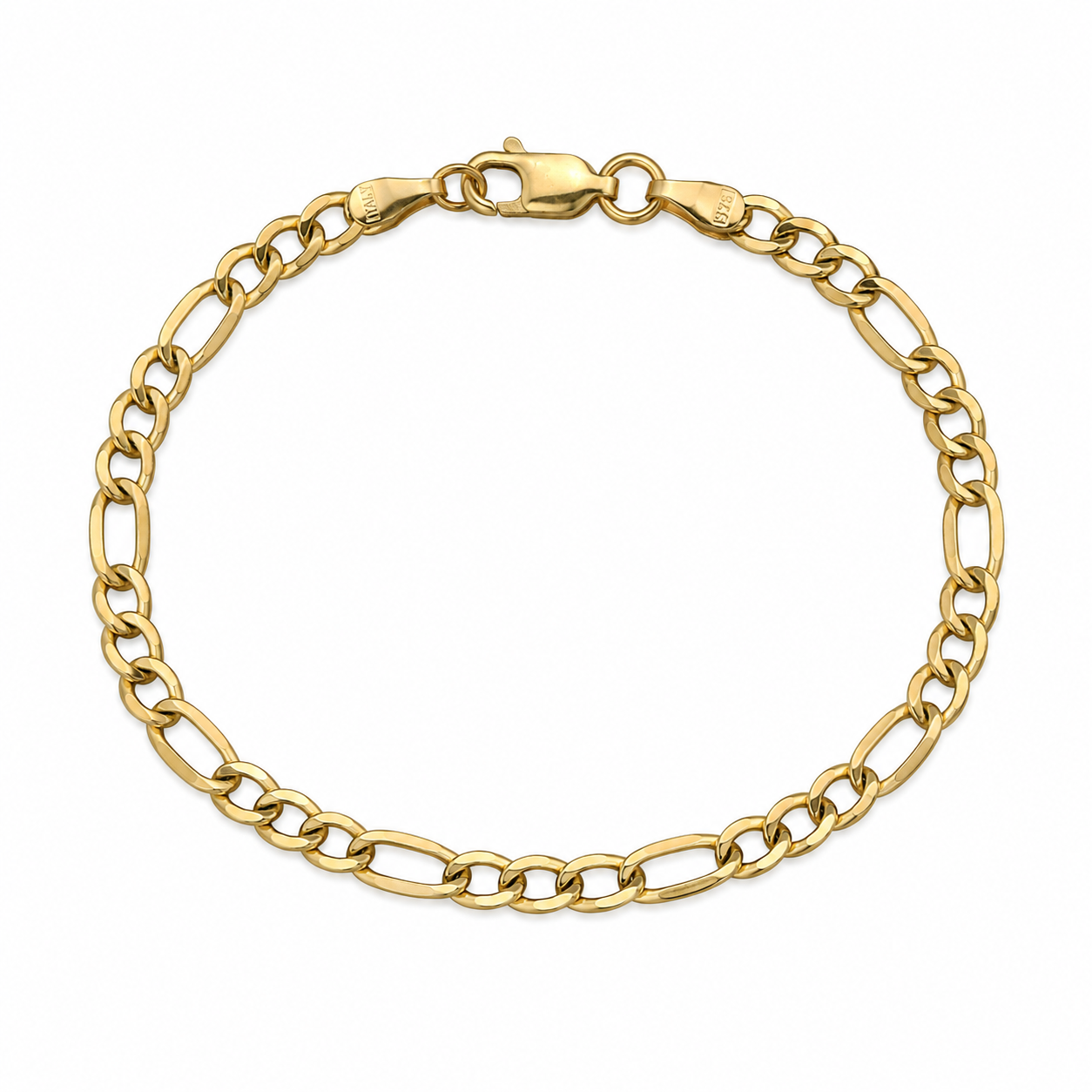 9kt Gold Bonded 3+1 Figaro Bracelet