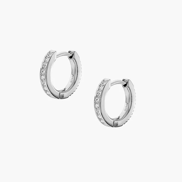 Ladies Ellis Pavé Glitz Stainless Steel Hoop Earrings