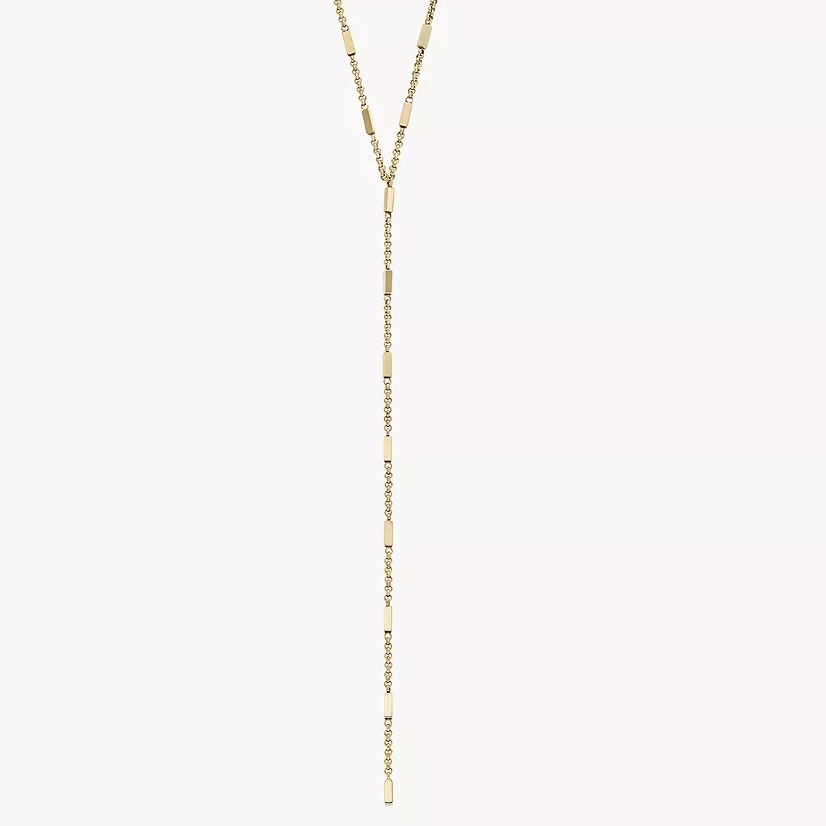 Ladies Ellis All Stacked Up Gold-Tone Stainless Steel Y-Neck Necklace