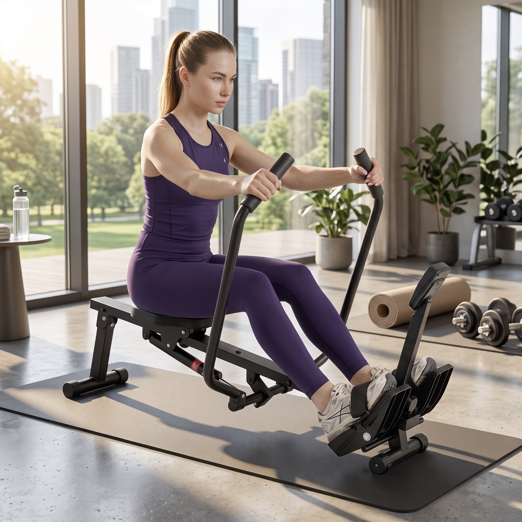 Hydraulic Rowing Machine with Digital Monitor