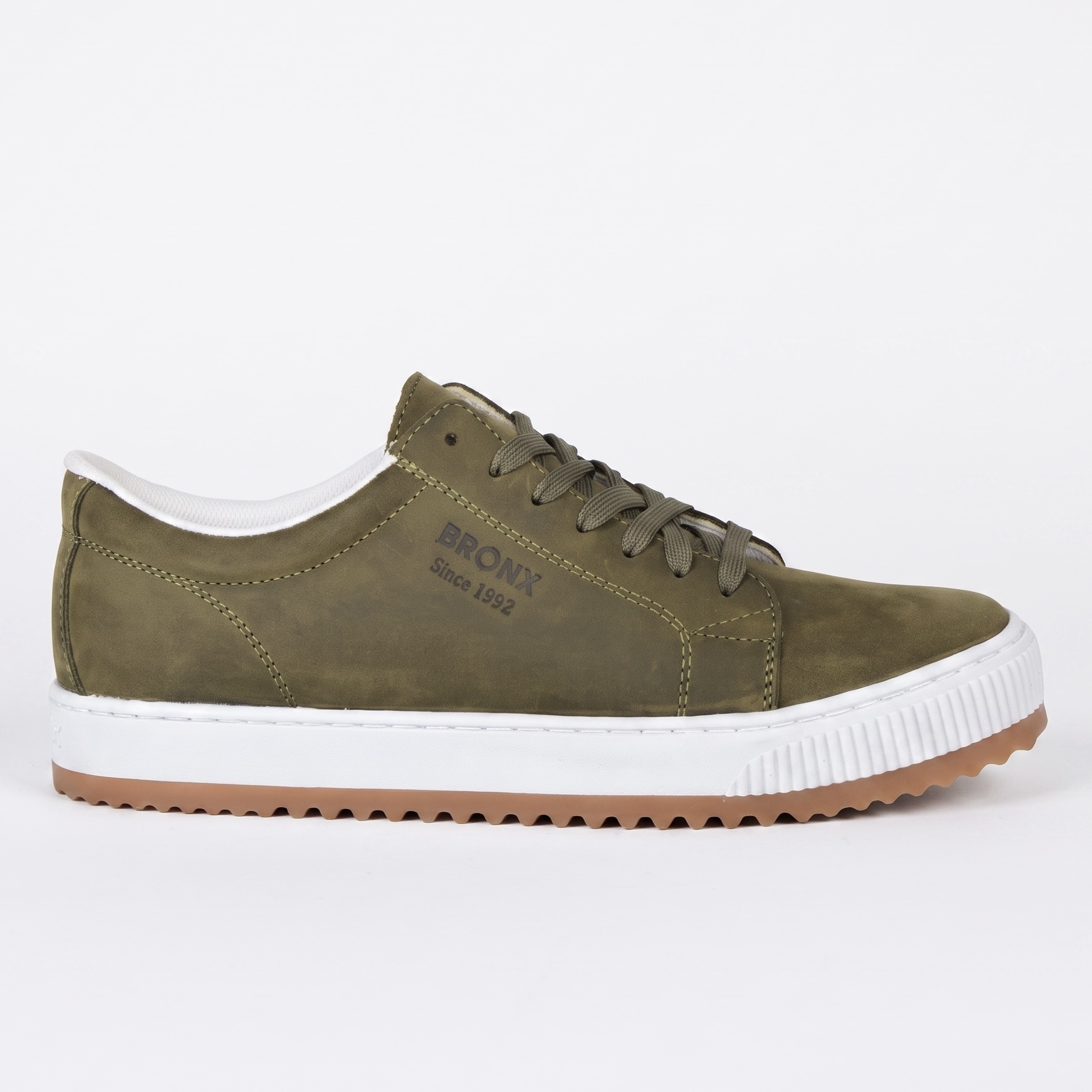 Men's Genuine Leather Olive Disco Sneakers