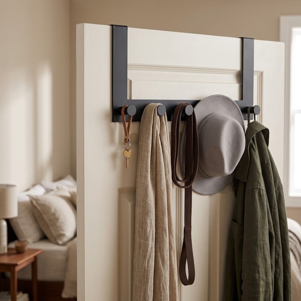 2 or 5 Hook Matte Metal Door Hook