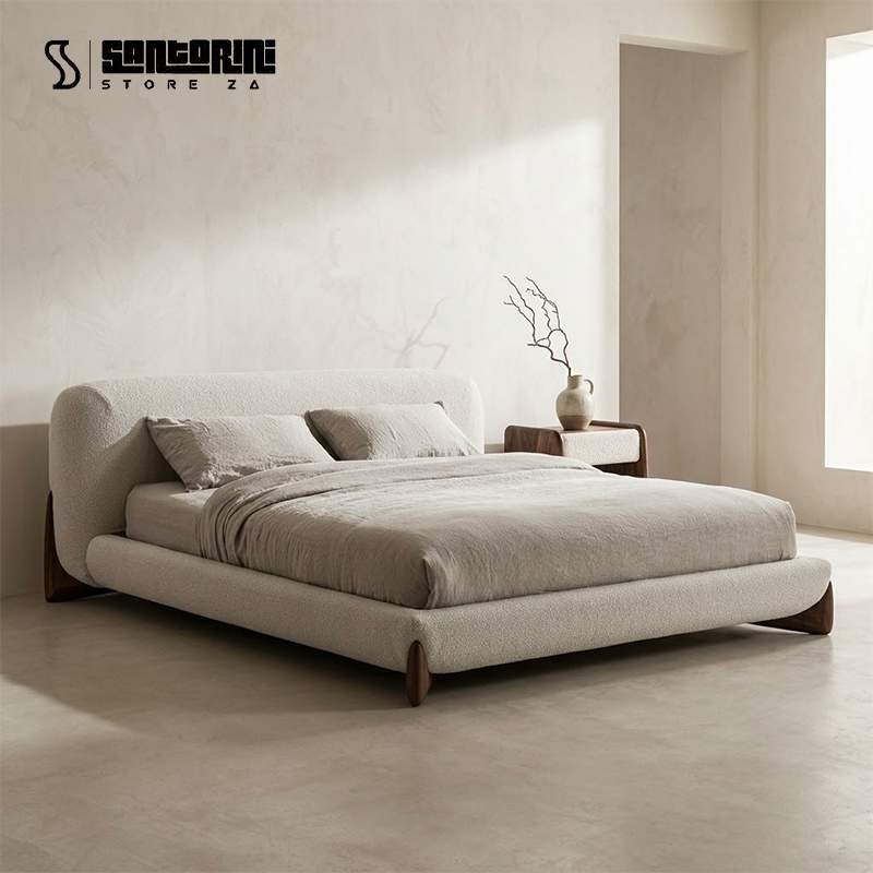 Polada Upholstered Headboard and Bed Base Set with Wooden Legs