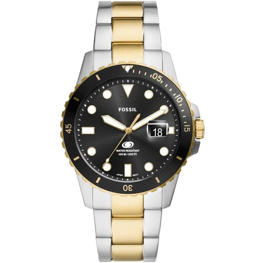 Men's Blue Dive Three-Hand Date Stainless Steel Watch