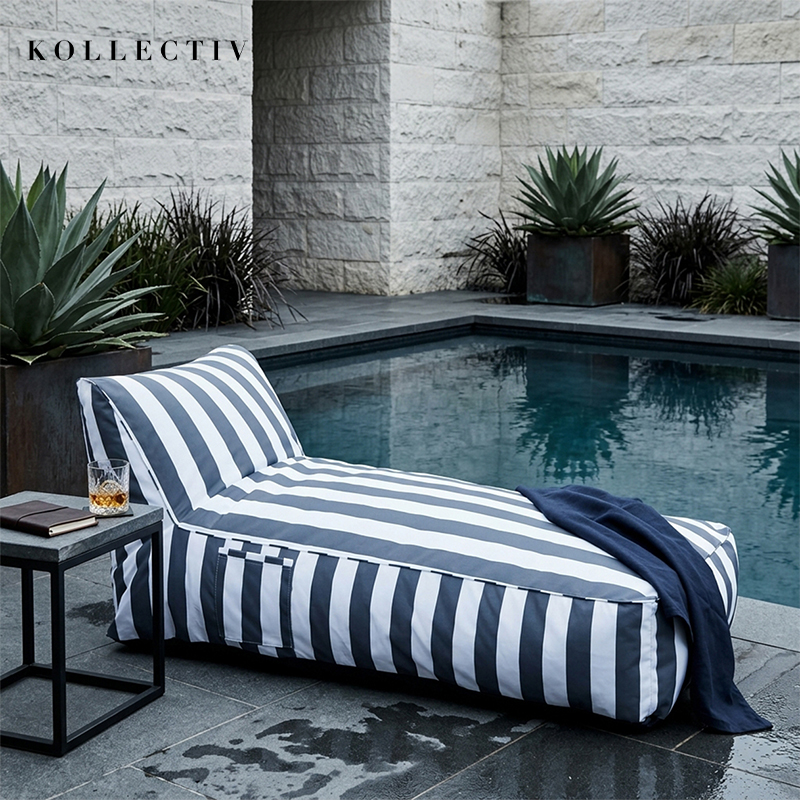 UV‑Protected and Water-Resistant Striped Daybed Outdoor Lounger