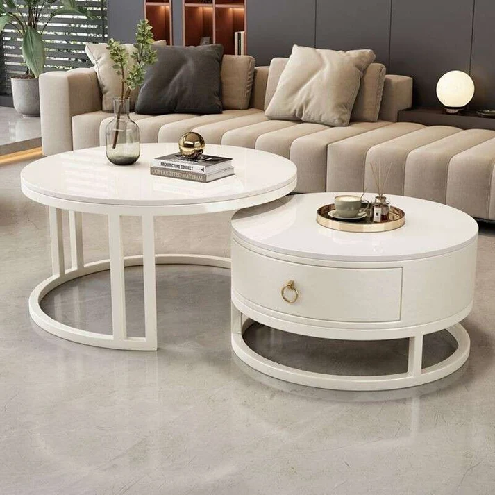2-Piece Nesting Coffee Table Set with Storage Drawer