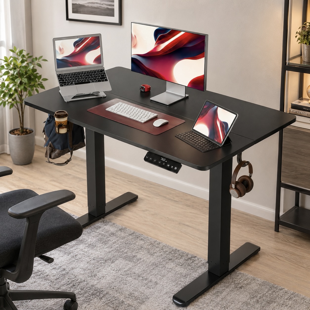 Height-Adjustable Standing Desk with Desktop