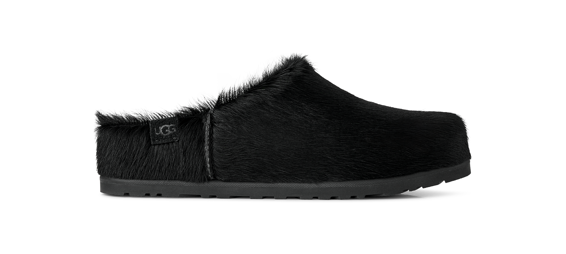 Otzo Calf Hair Clog Black