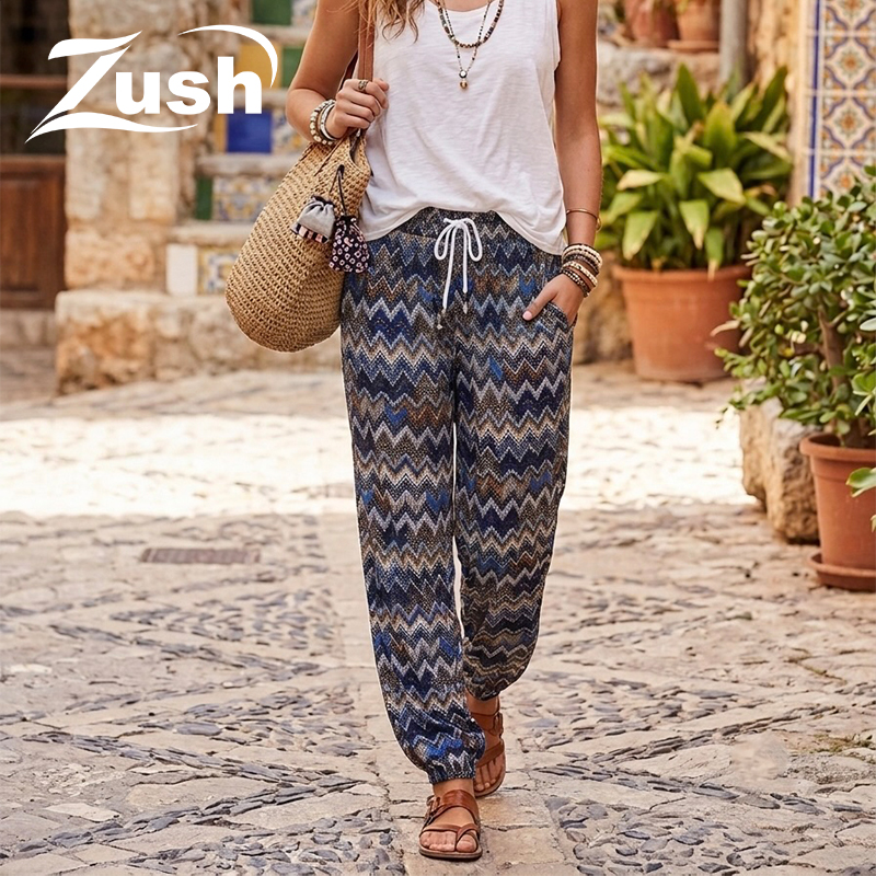 Ladies Patterned Harem Pants with Pockets