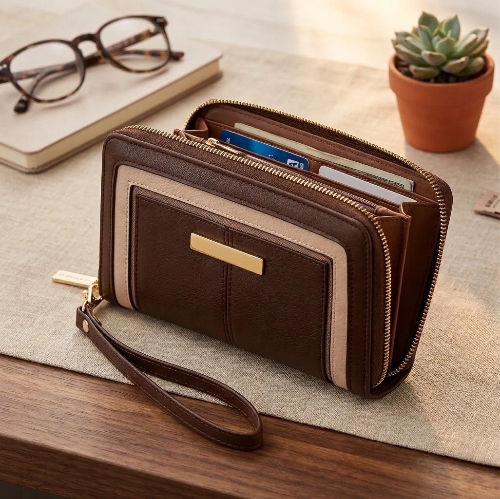 Zip Around Purse with Detachable Wrist Strap