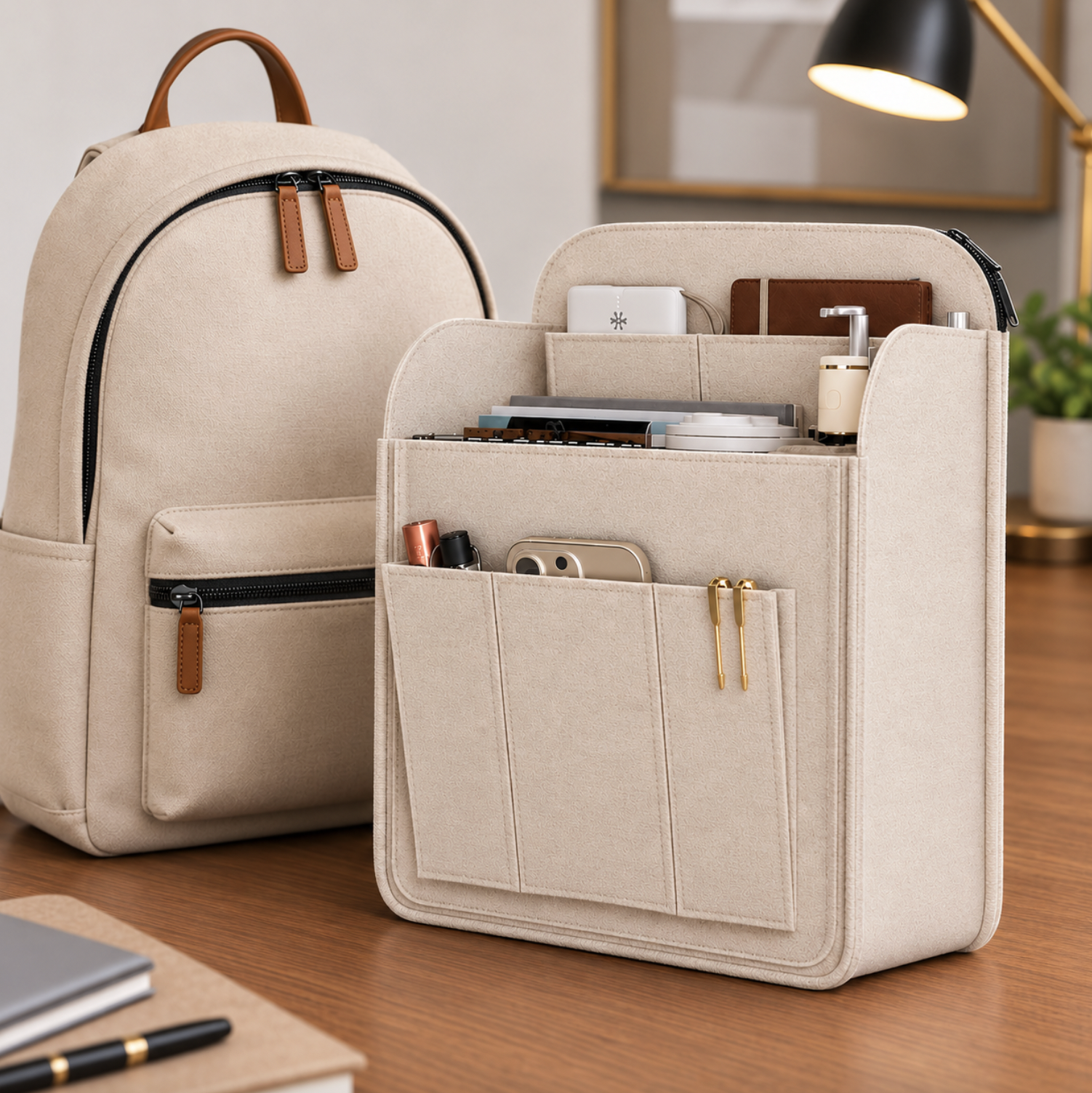 Multi-Pocket Backpack Organiser Insert with Storage Compartments