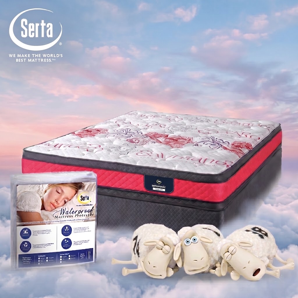 SertaPedic Aphrodite Romance Collection Power Coil Comfort Flip Free Mattress Bed Set with Waterproof Mattress Protector Included