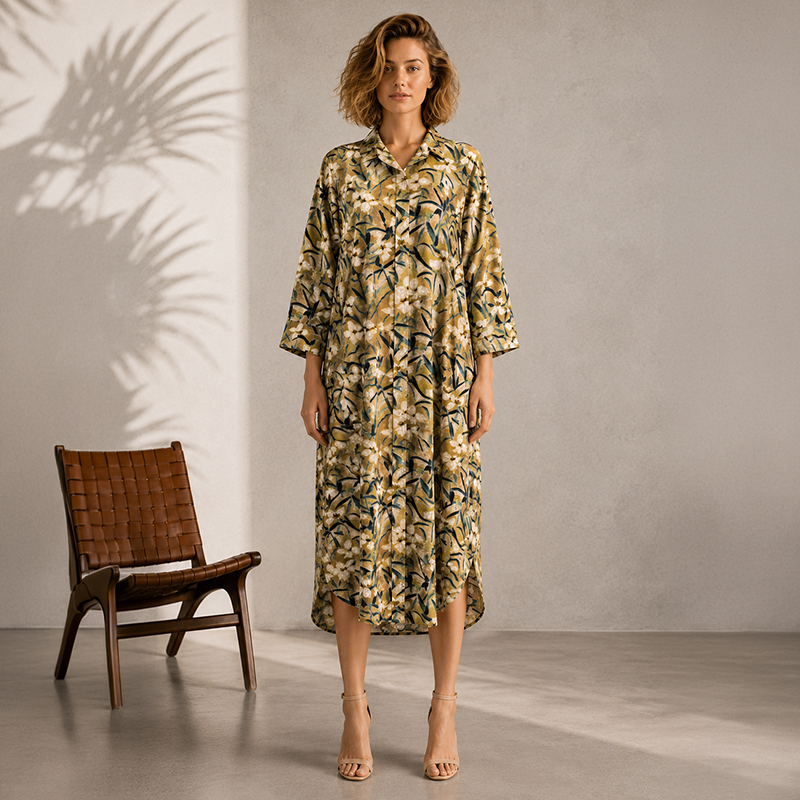 Ladies Floral Shirt Dress