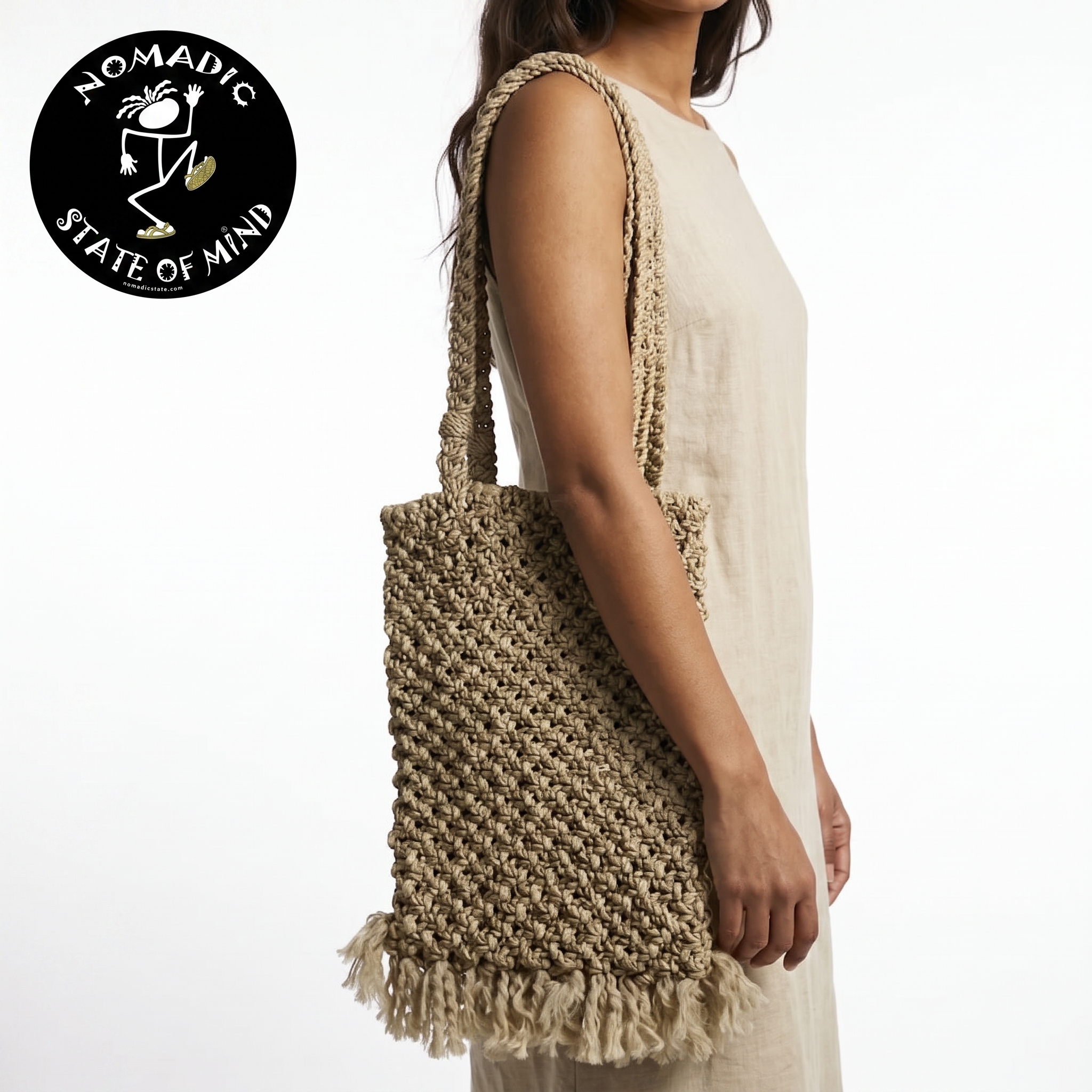 Ladies Fringe Woven Rope Bag
