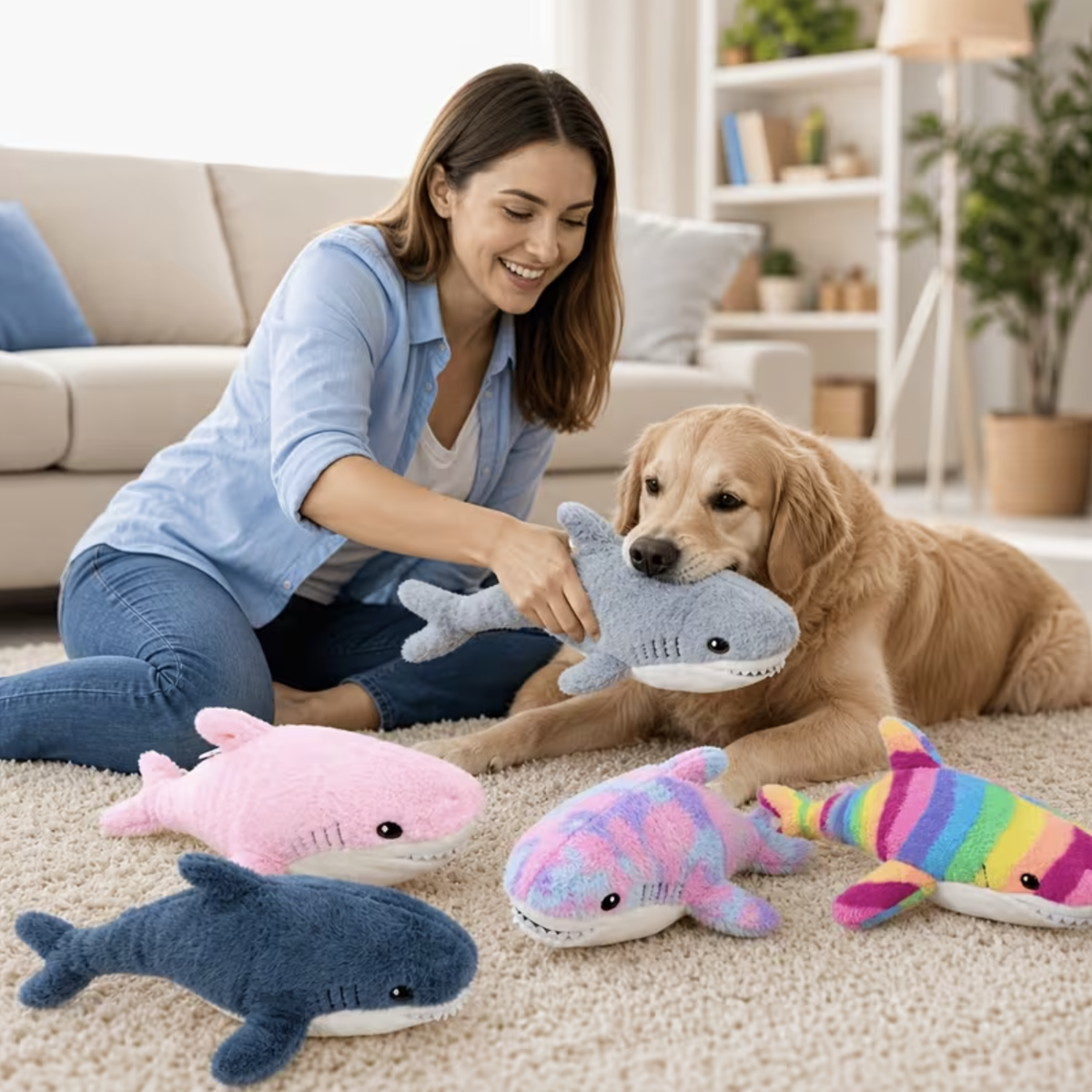 45cm Soft Shark Plush Dog Toy