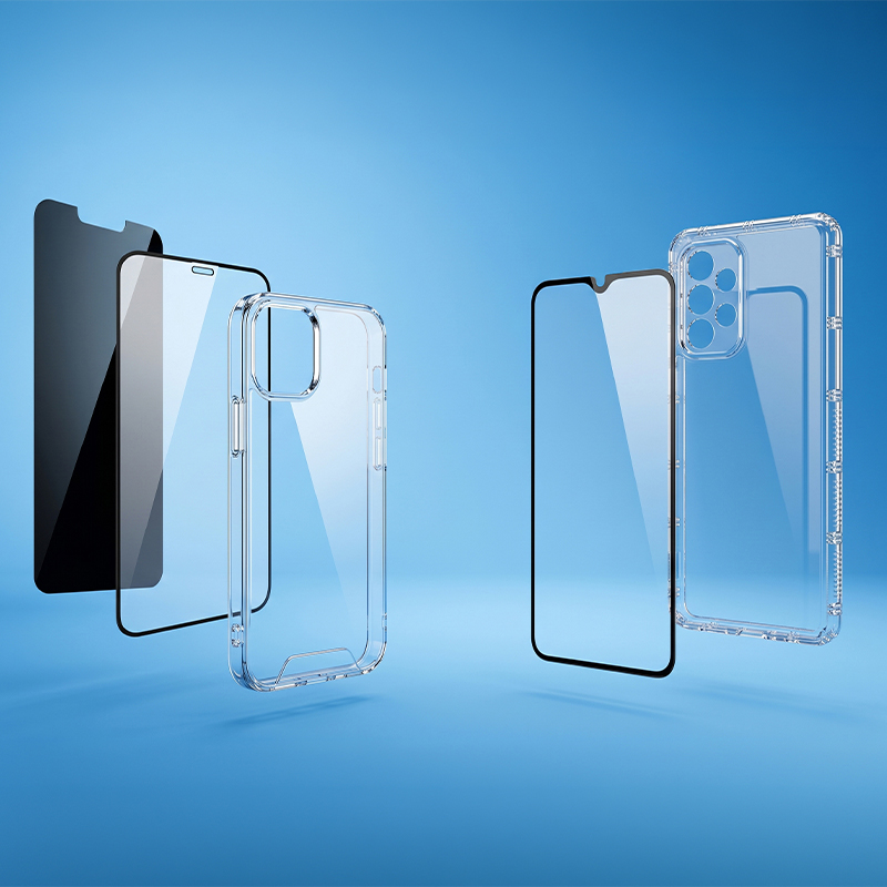 1x Case, 1x Matte Privacy and 1x Black Edged Screen Protector for iPhone or Samsung
