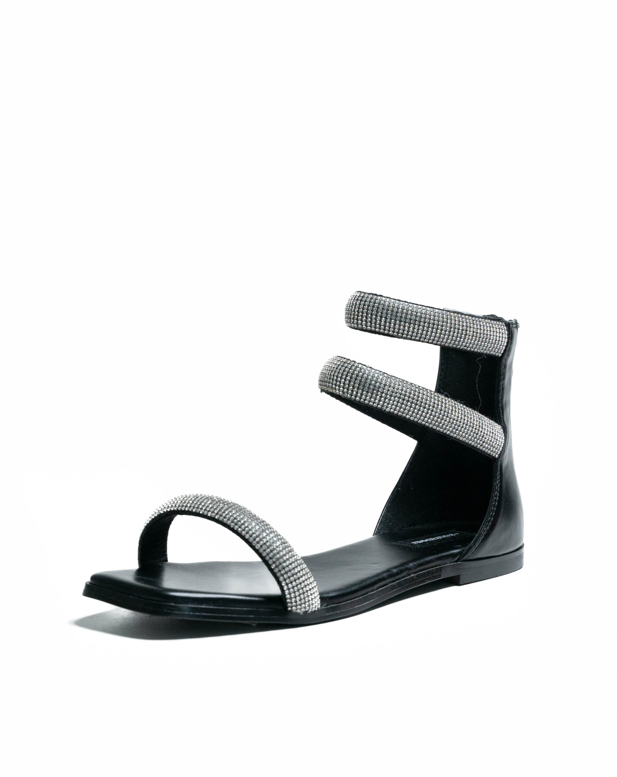 Ladies Diamante Multi-strap Flat Sandals