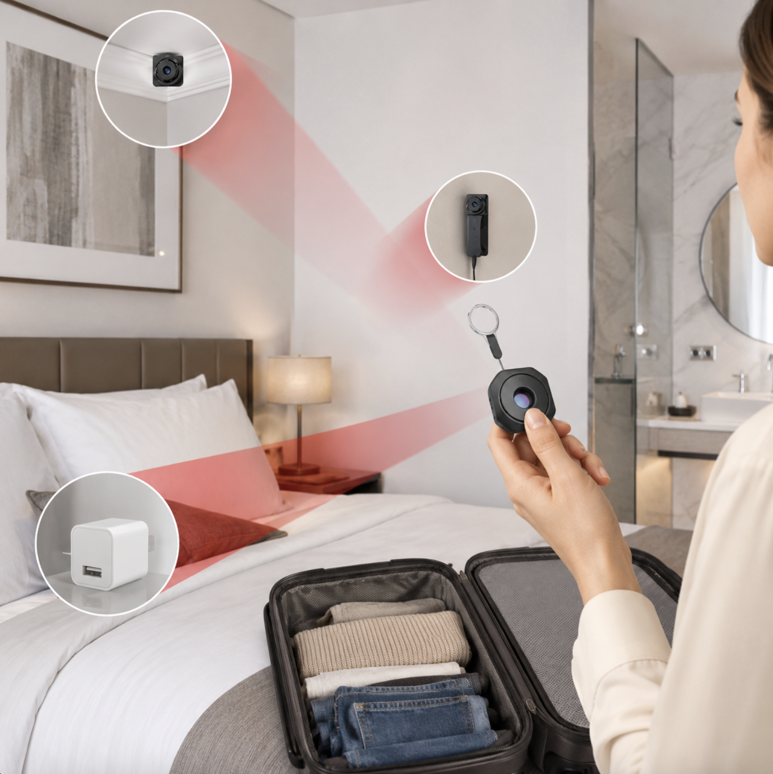 Portable Rechargeable Hidden Camera Detector with Keychain
