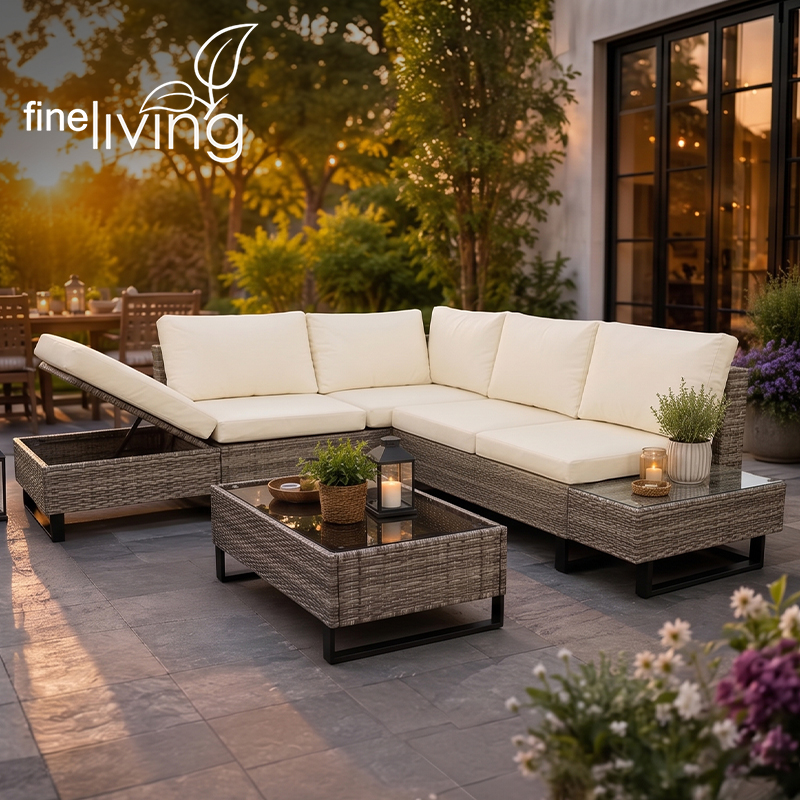Cyprus Rattan Corner Patio Set with Lift